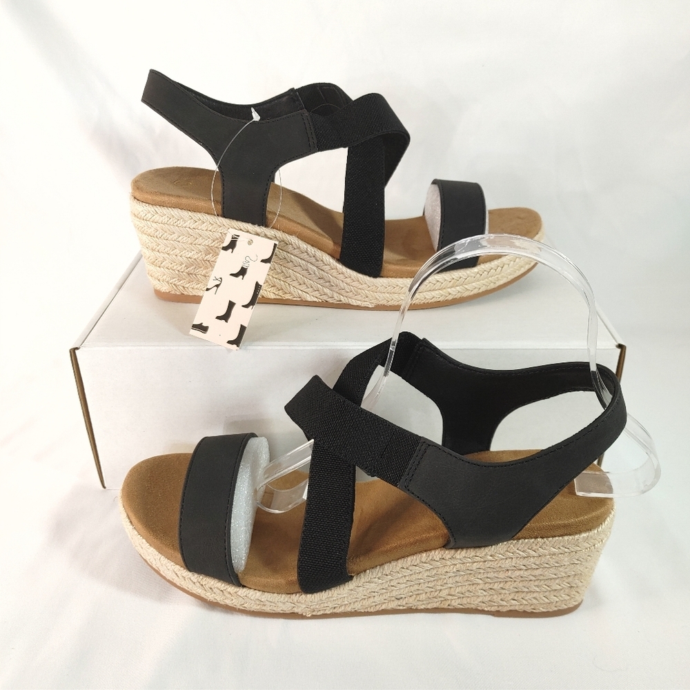 Mysoft Black Platform Wedge SandalsWomen’s Size 9